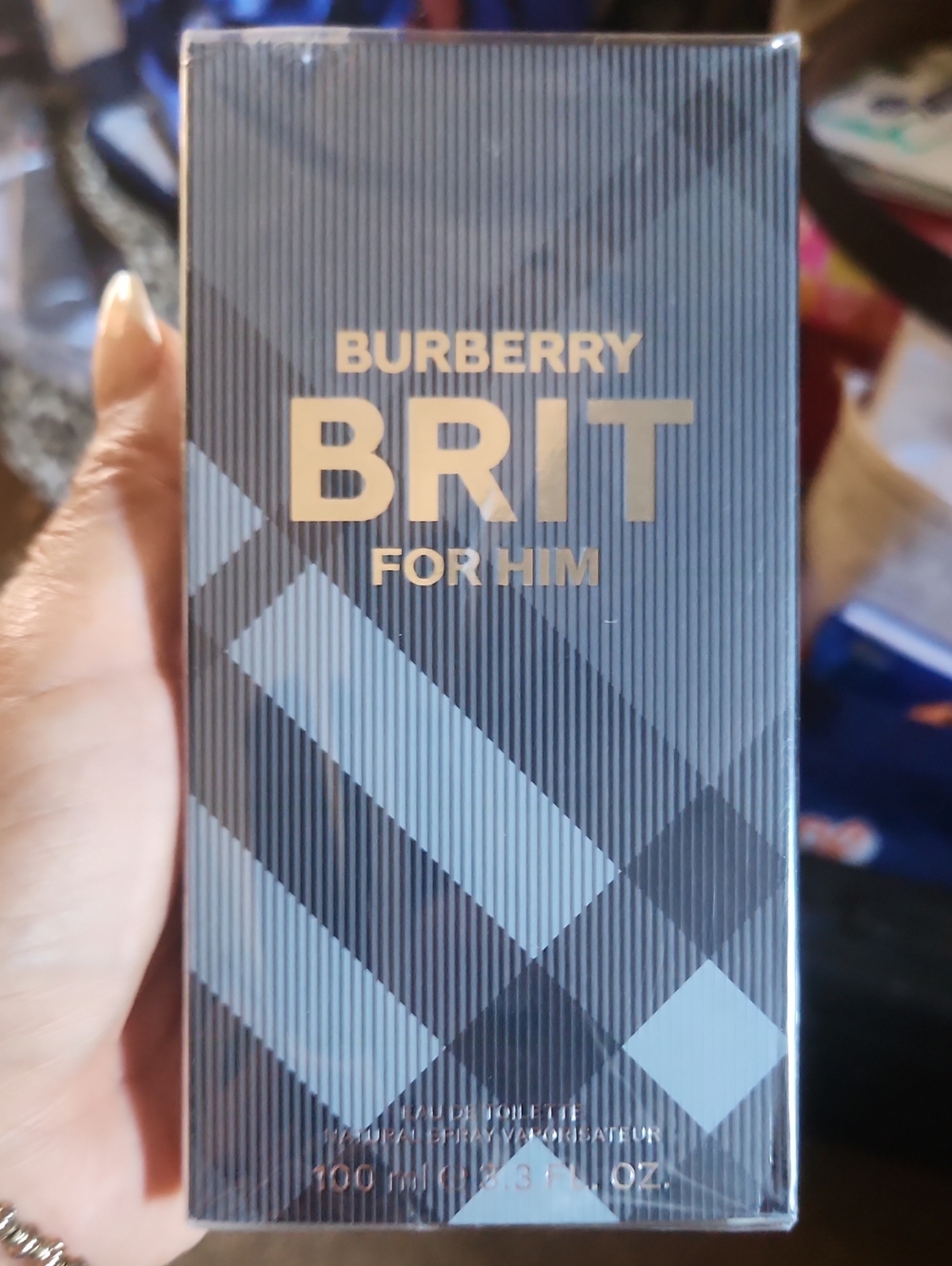 Burberry Brit For Him Navy and Light Blue Plaid Box